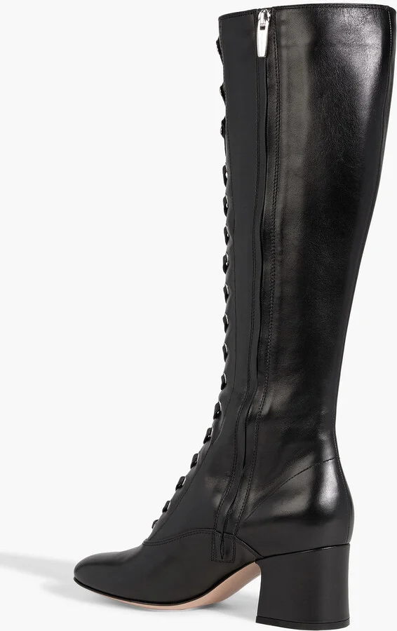 Lace-up leather knee boots - Image 3