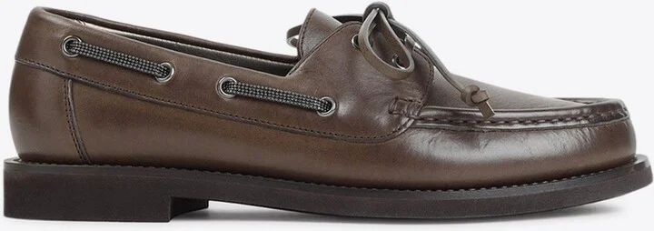 Lace-Up Leather Loafers