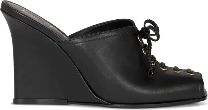 Lace-Up Leather Mules