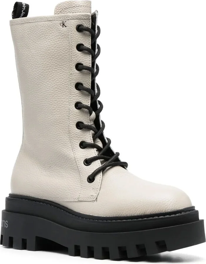Lace-Up Leather Platform Boots - Image 2