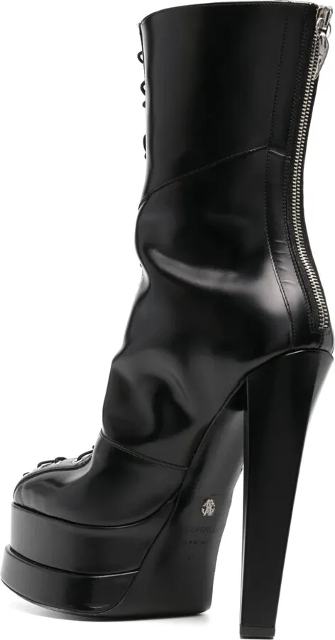 Lace-Up Leather Platform Boots - Image 3
