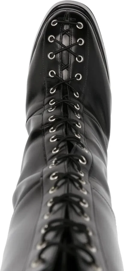 Lace-Up Leather Platform Boots - Image 4