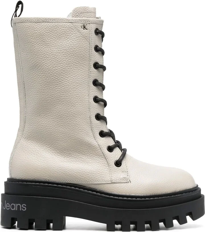 Lace-Up Leather Platform Boots