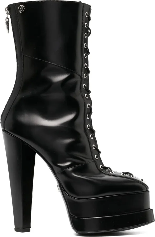 Lace-Up Leather Platform Boots
