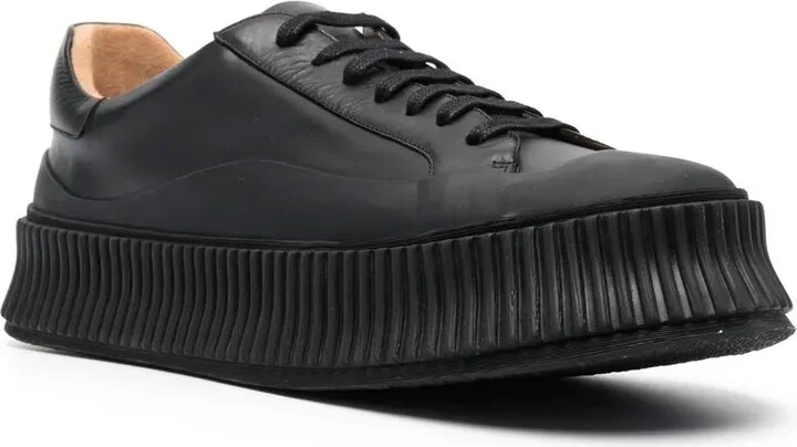 Lace-Up Leather Platform Sneakers - Image 2