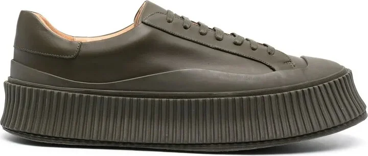 Lace-Up Leather Platform Sneakers