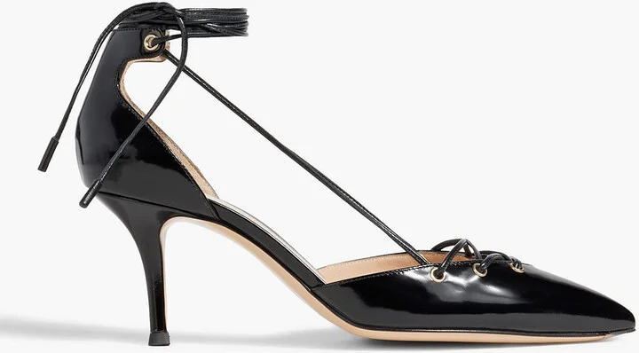 Lace-up leather pumps