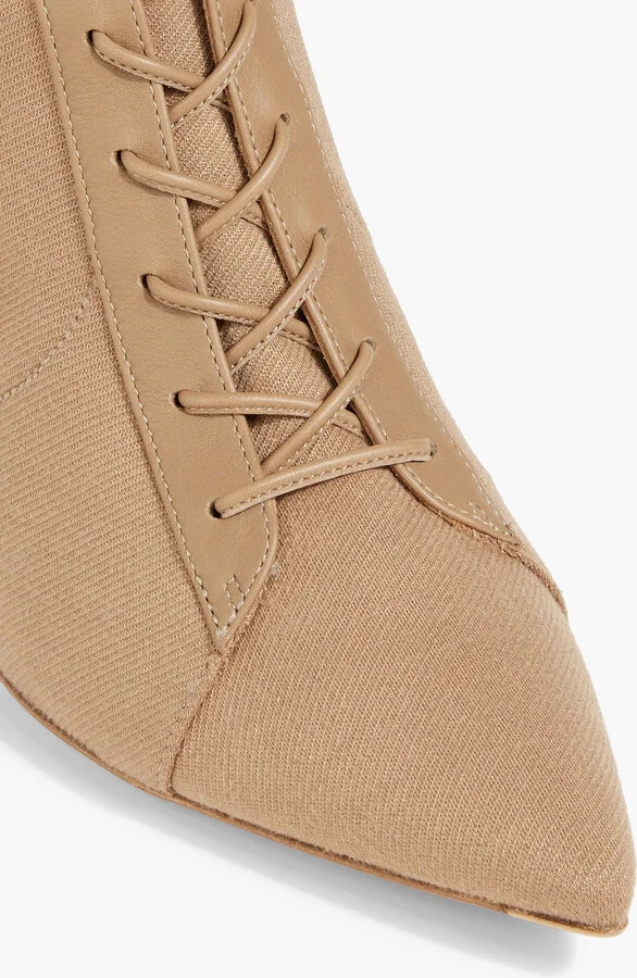 Lace-up leather-trimmed twill knee boots - Image 4