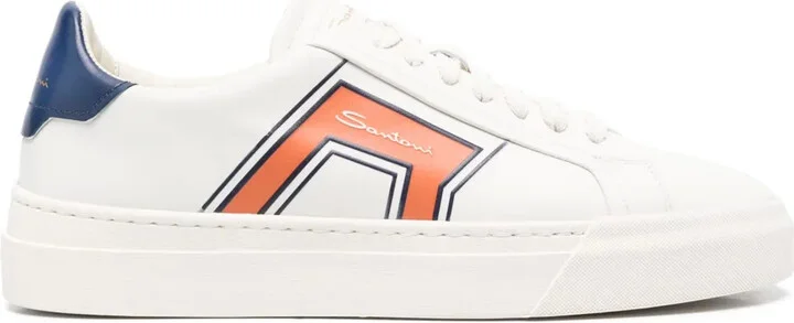 Lace-Up Low-Top Leather Sneakers