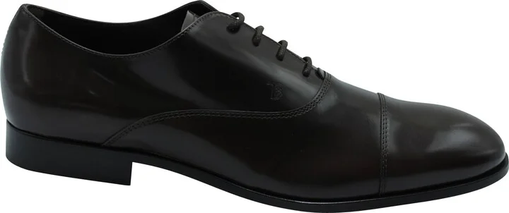Lace Up Oxford Shoes in Brown Leather