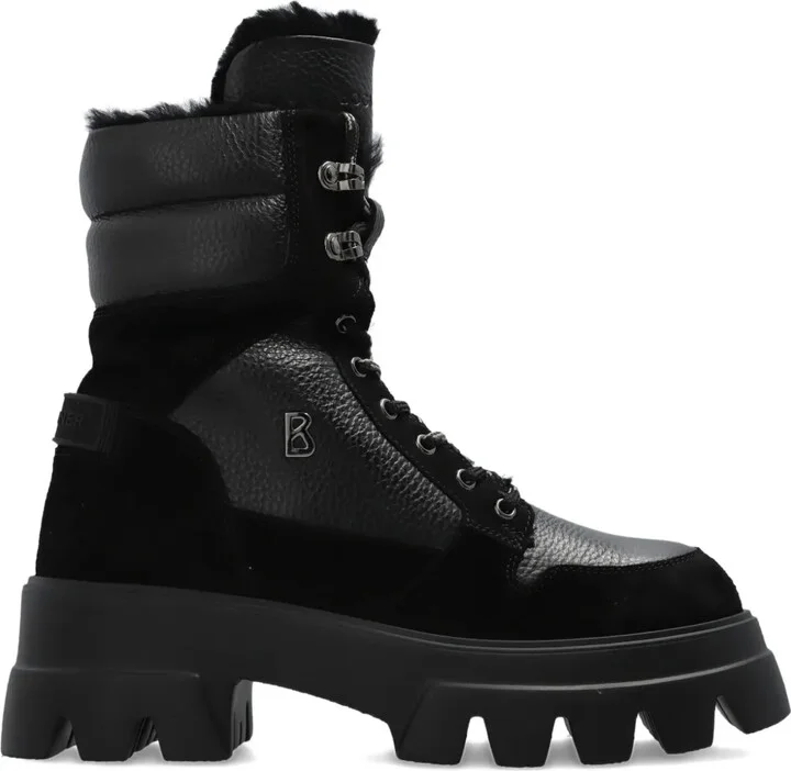 Lace-Up Panelled Combat Boots