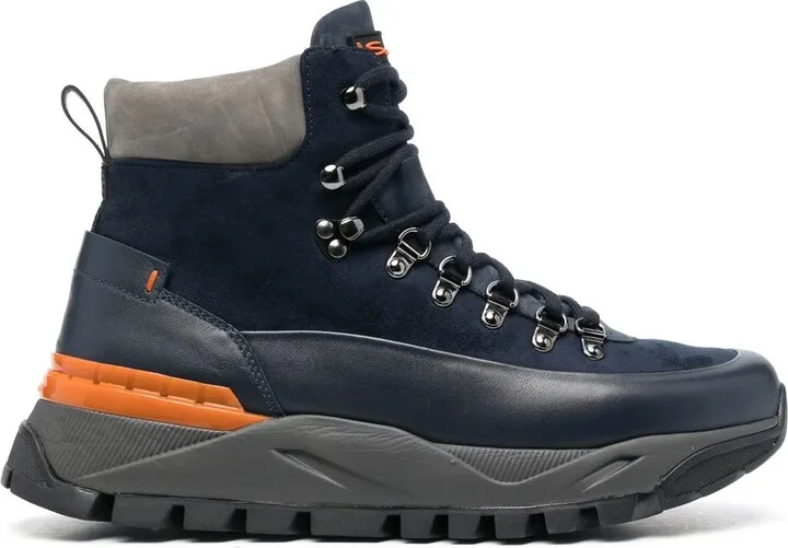 Lace-up panelled hiking boots