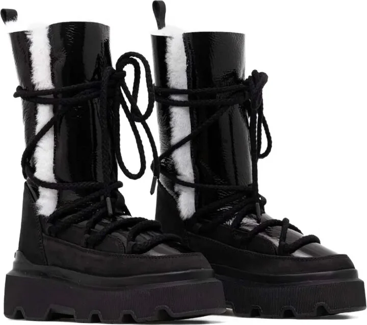 Lace-Up Patent Combat Boots - Image 2