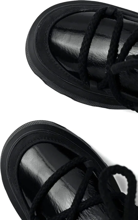 Lace-Up Patent Combat Boots - Image 4