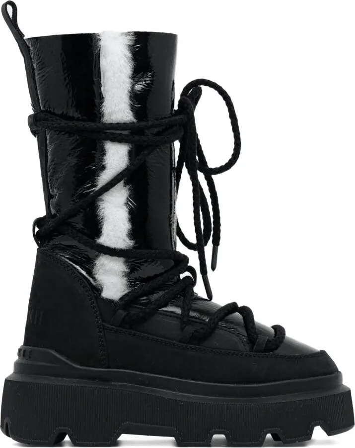 Lace-Up Patent Combat Boots
