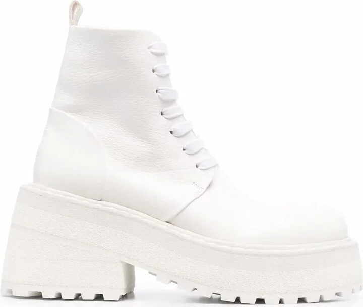 Lace-Up Platform-Sole Leather Boots
