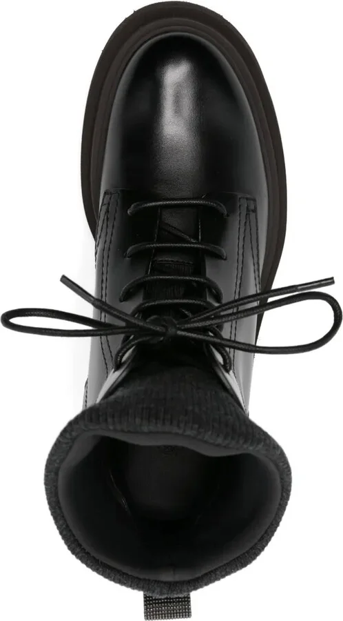 Lace-Up Ribbed-Knit Boots - Image 4