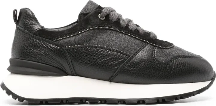 Lace-Up Ridged-Sole Sneakers