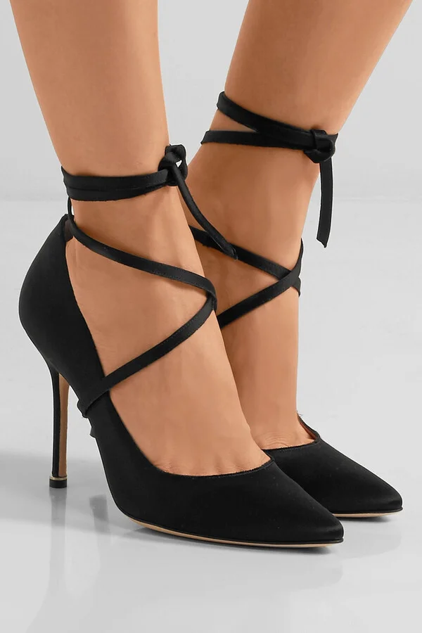 Lace-up satin pumps - Image 2