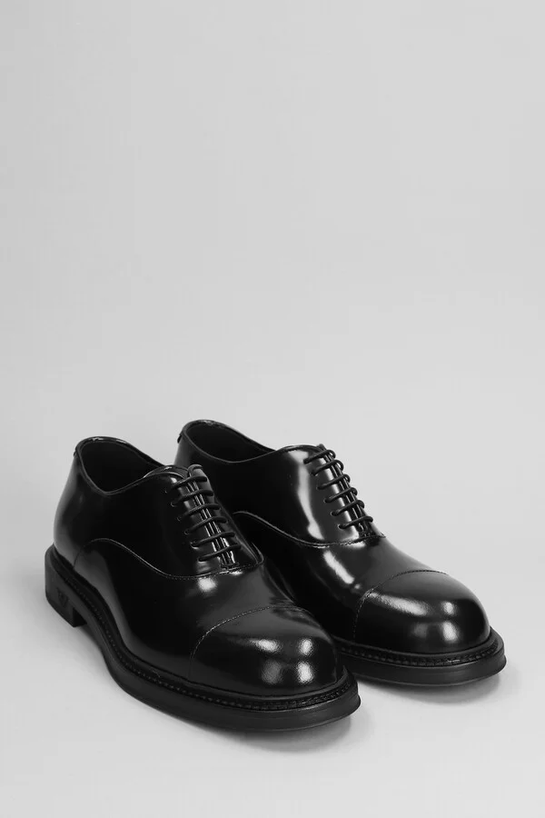 Lace Up Shoes In Black Leather - Image 2