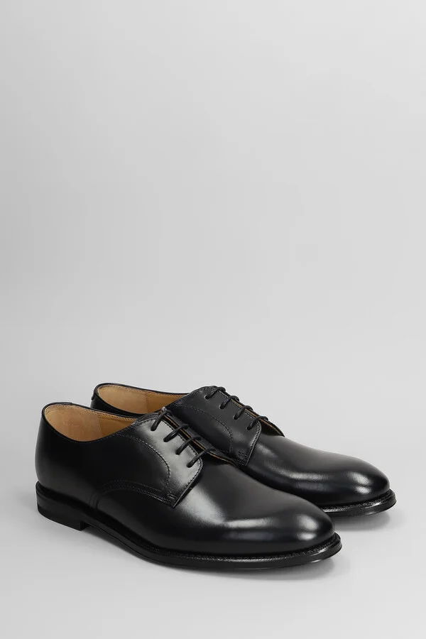 Lace Up Shoes In Black Leather - Image 2