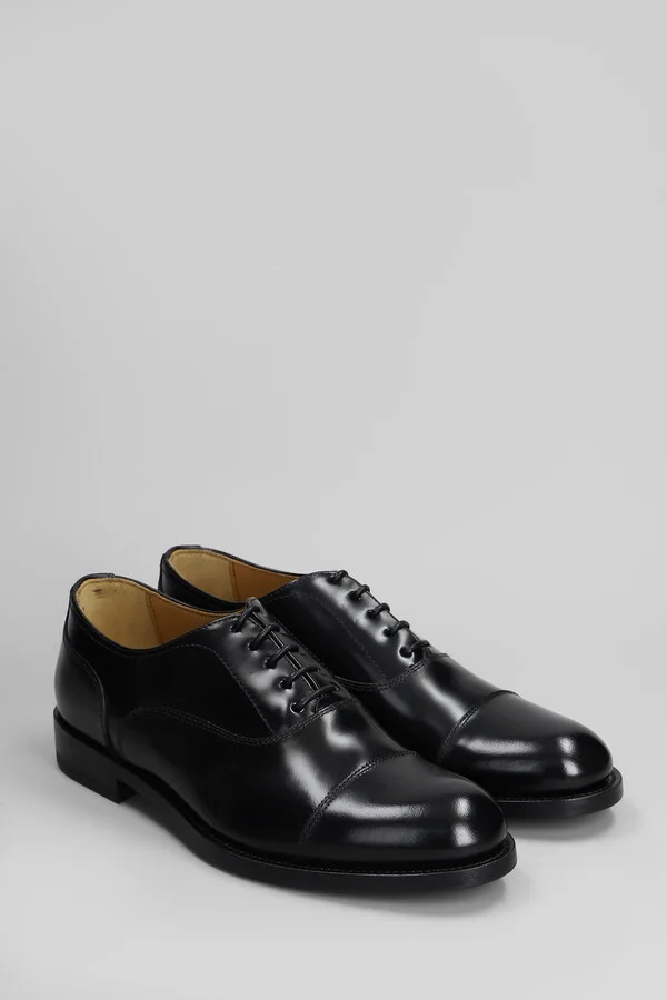 Lace Up Shoes In Black Leather - Image 2