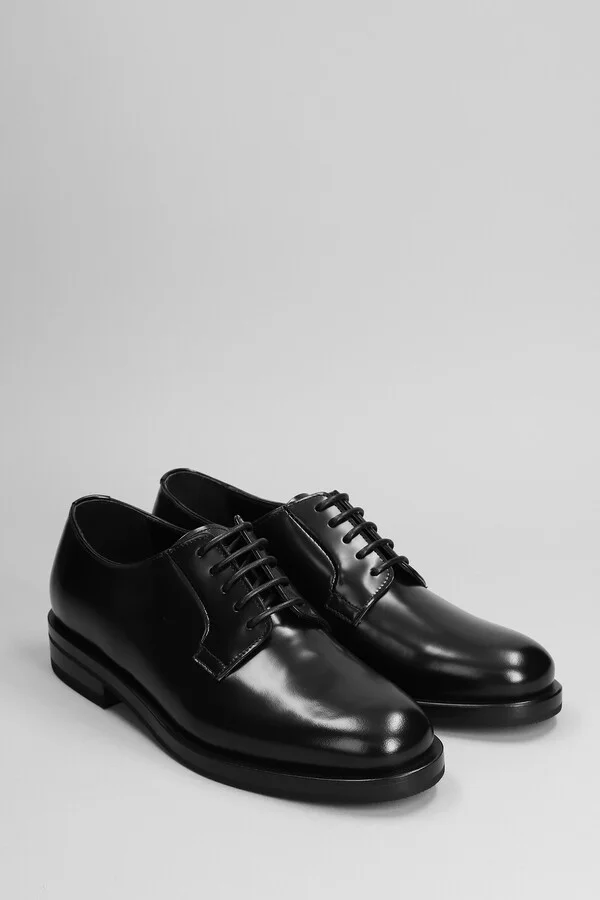 Lace Up Shoes In Black Leather - Image 2