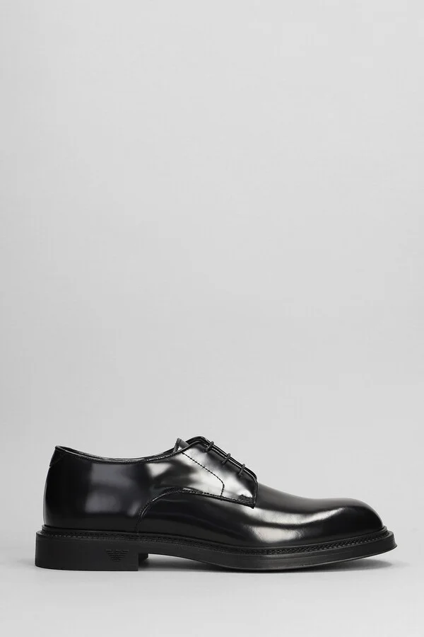 Lace Up Shoes In Black Leather