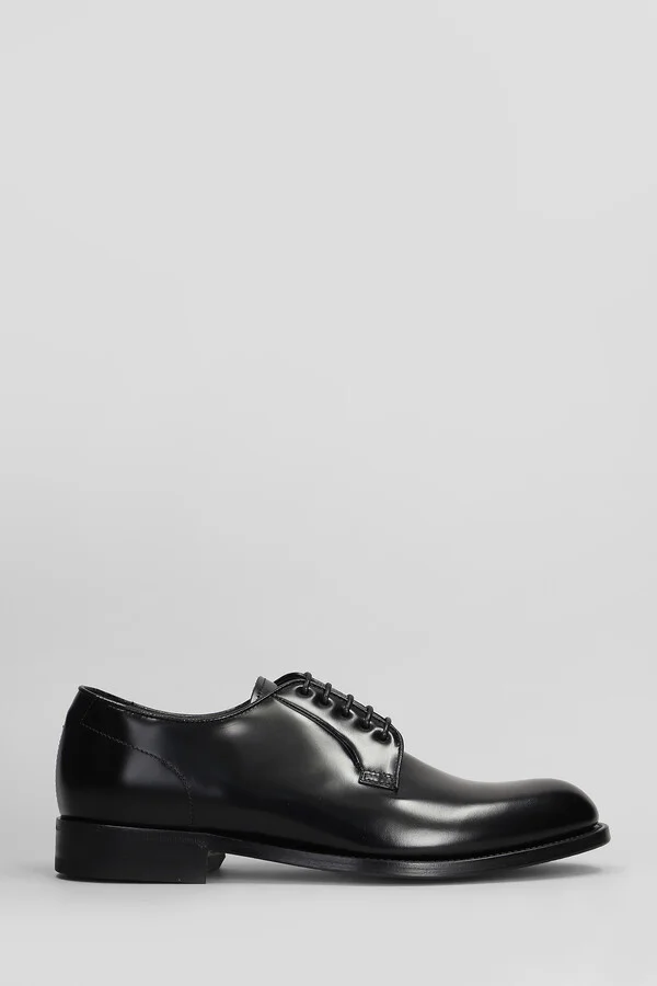 Lace Up Shoes In Black Leather
