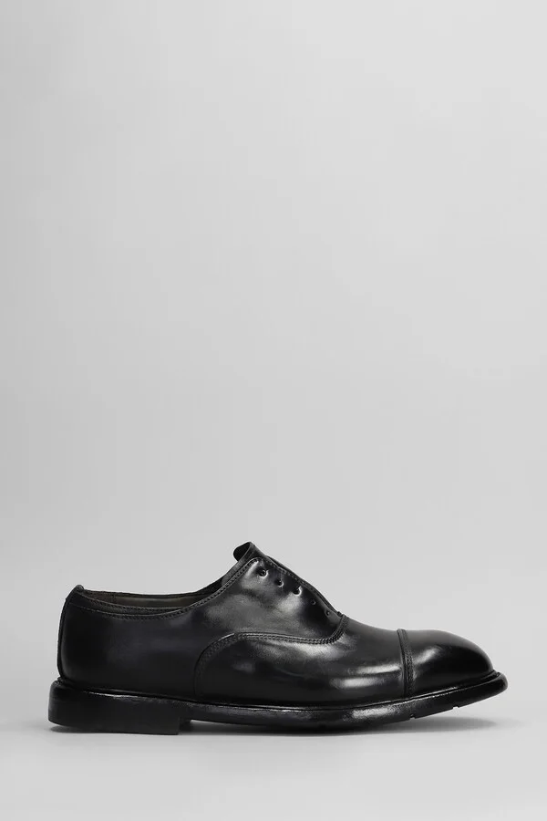 Lace Up Shoes In Black Leather