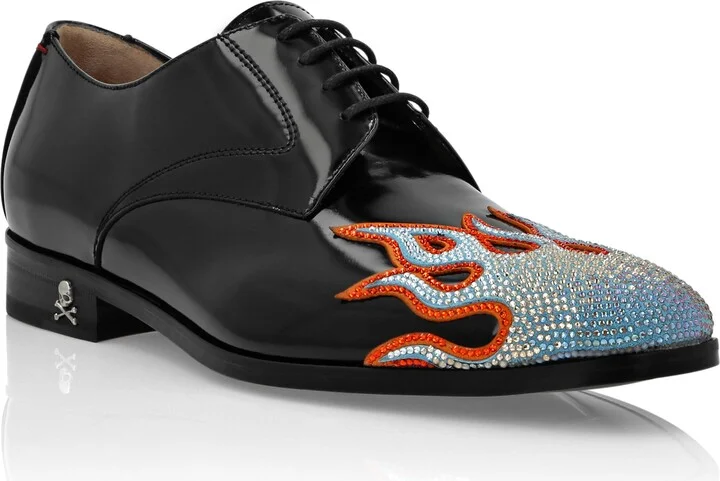Lace Up Shoes Strass Flame