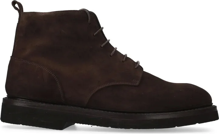 Lace-Up Suede Ankle Boots