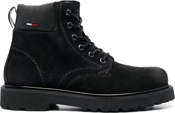 Lace-Up Suede Ankle Boots