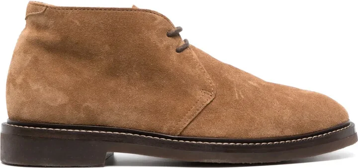 Lace-Up Suede Ankle Boots