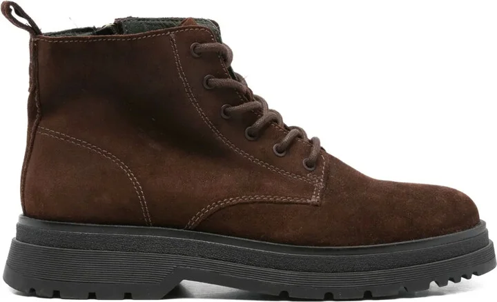 Lace-Up Suede Biker Boots