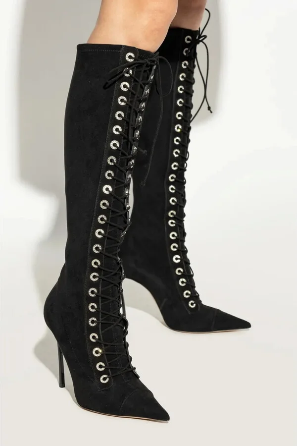 Lace-Up Suede Boots - Image 2
