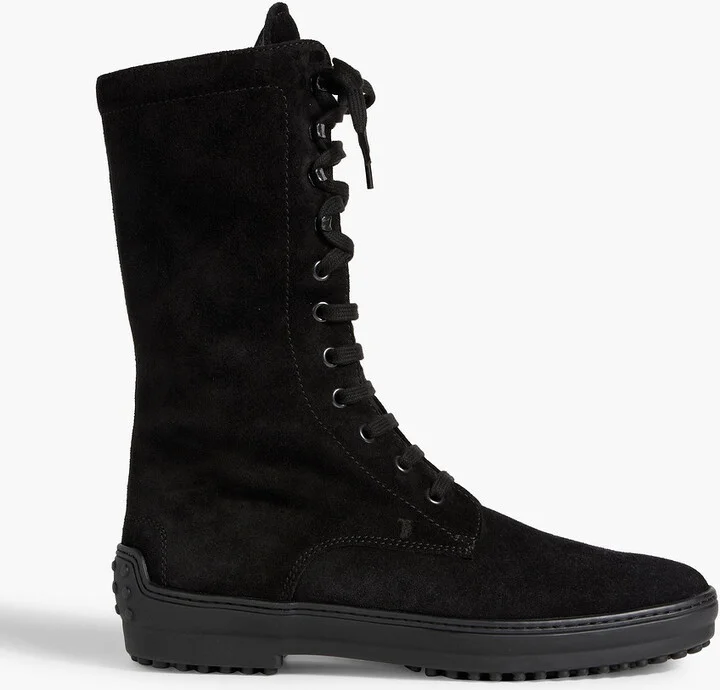 Lace-up suede boots