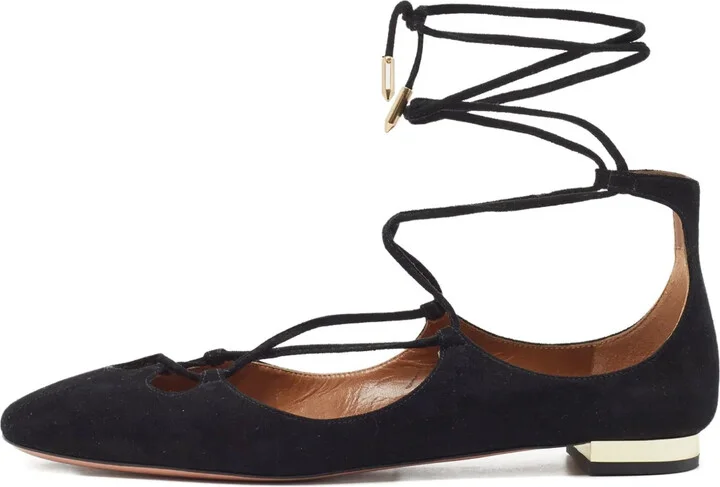 Lace-Up Suede Flats