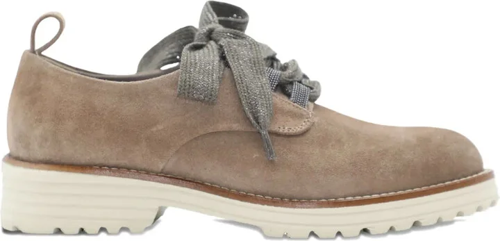 Lace-Up Suede Loafers