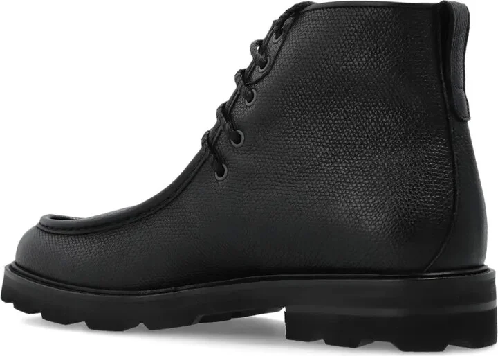Lace-Up Textured Leather Biker Boots - Image 4