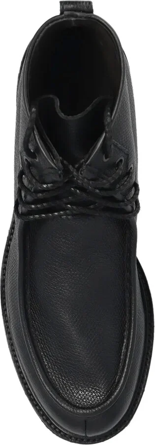 Lace-Up Textured Leather Biker Boots - Image 5