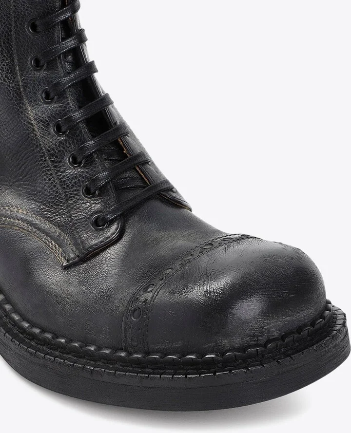 Lace-Up Vintage Calf Leather Ankle Boots - Image 3