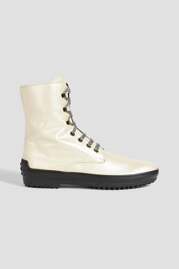Lace-up vinyl ankle boots