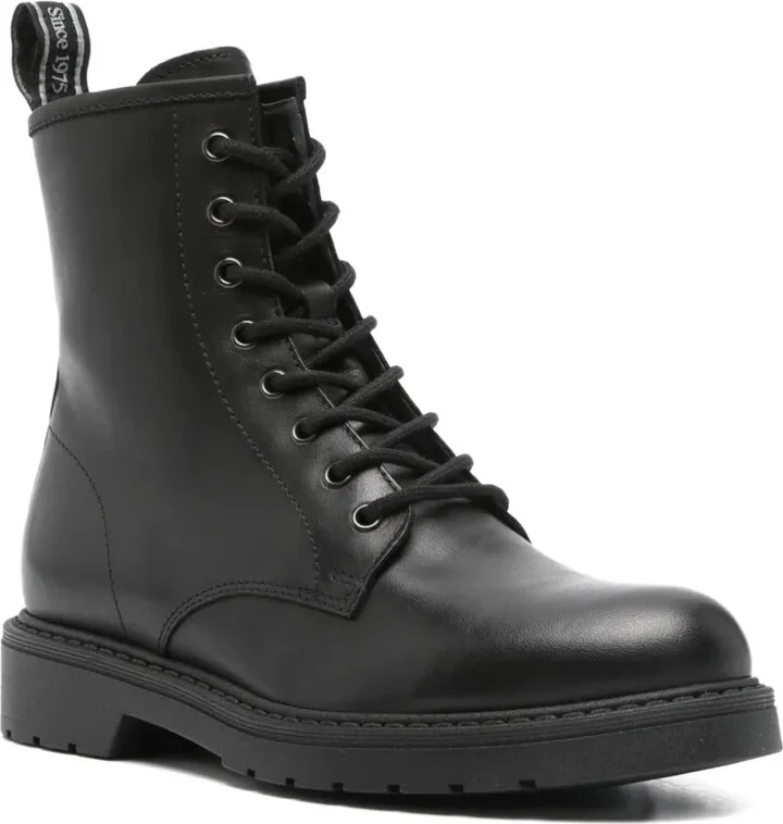 Lace-Up Zip-Detail Combat Boots - Image 2