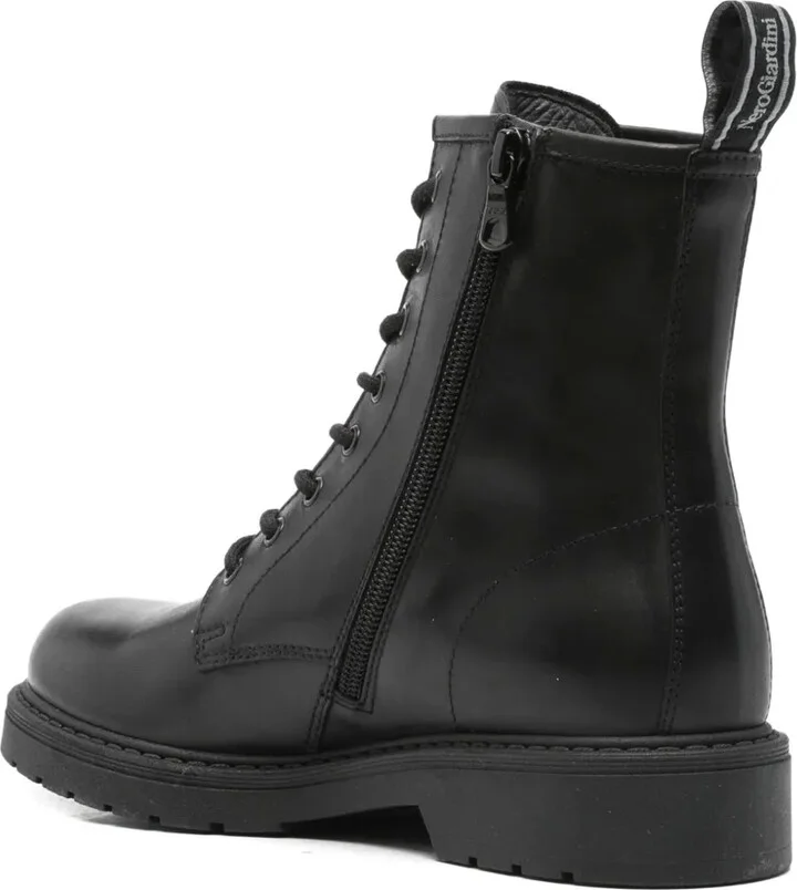 Lace-Up Zip-Detail Combat Boots - Image 3