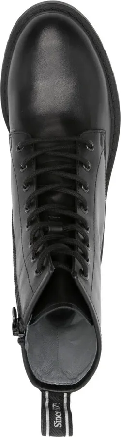 Lace-Up Zip-Detail Combat Boots - Image 4