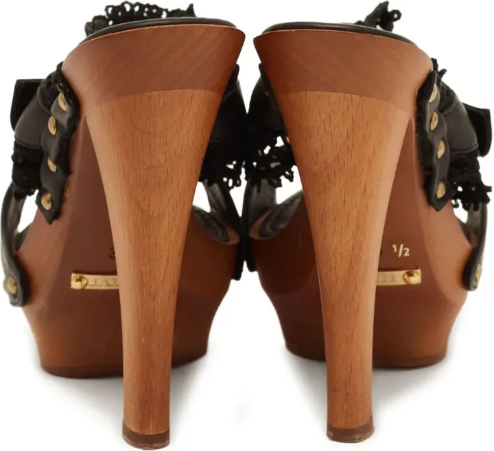 Lace Wood Platform Sandals - Image 3