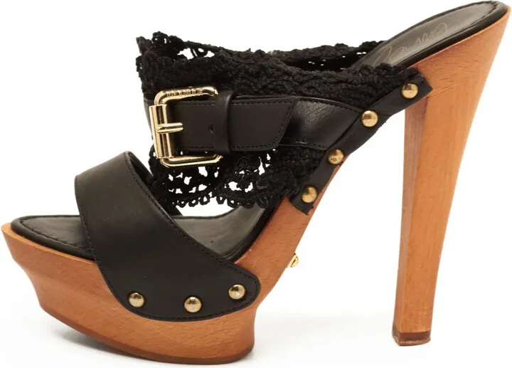 Lace Wood Platform Sandals