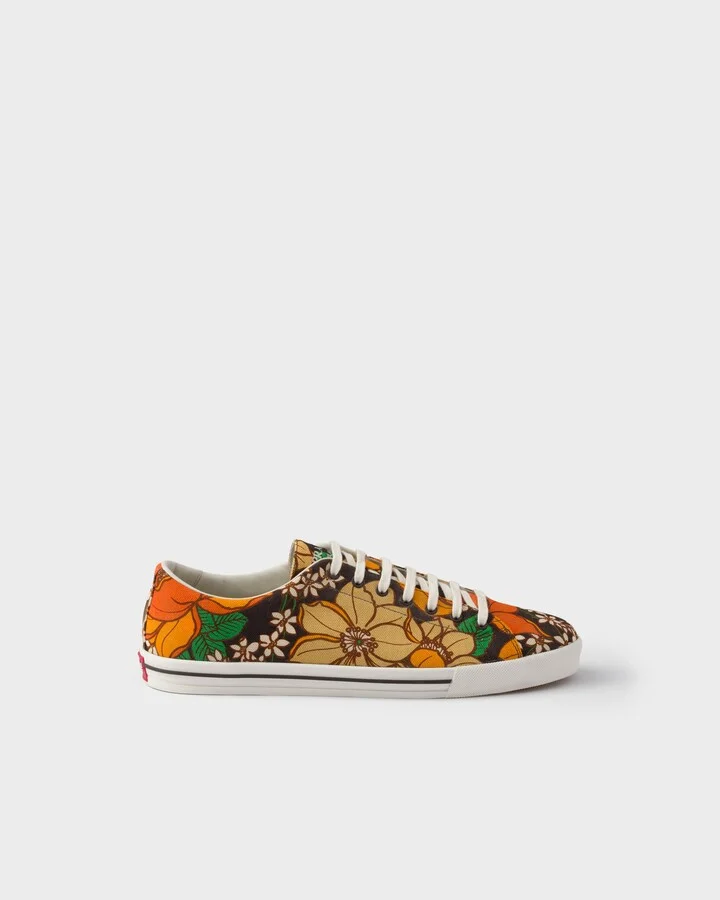 Laced floral print canvas sneakers - Image 2