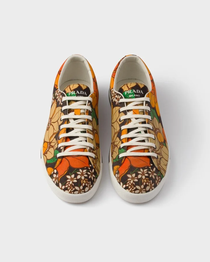 Laced floral print canvas sneakers - Image 4